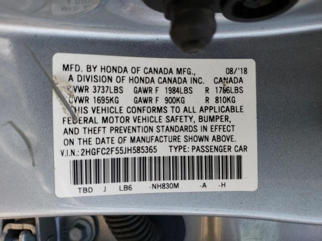 2HGFC2F55JH585365 Honda Civic Lx