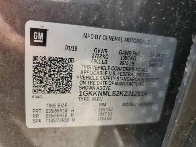1GKKNMLS2KZ212514 GMC Acadia Slt-1