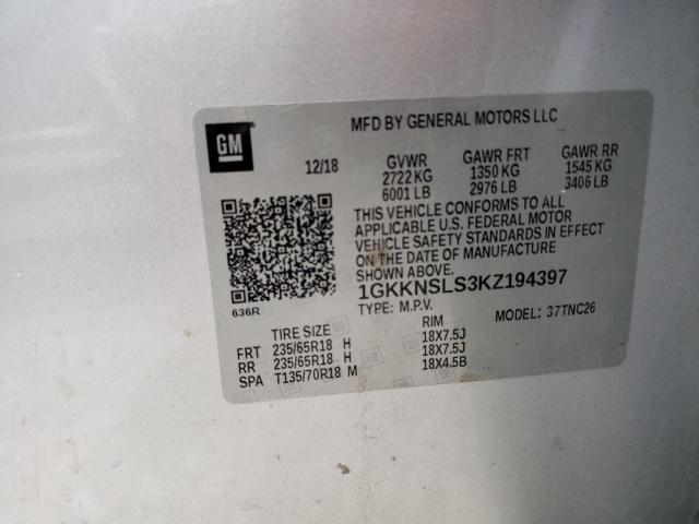 1GKKNSLS3KZ194397 GMC ACADIA SLE