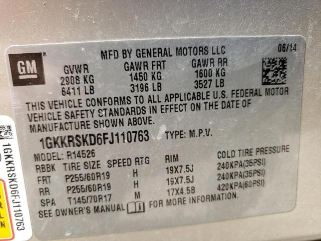 1GKKRSKD6FJ110763 GMC Acadia Slt-2