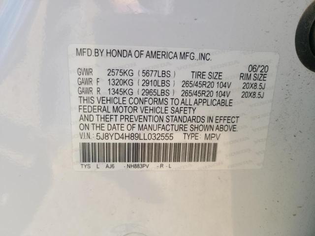 5J8YD4H89LL032555 Acura Mdx Advance