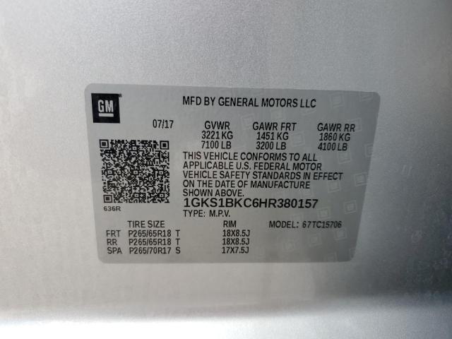 1GKS1BKC6HR380157 GMC YUKON SLT