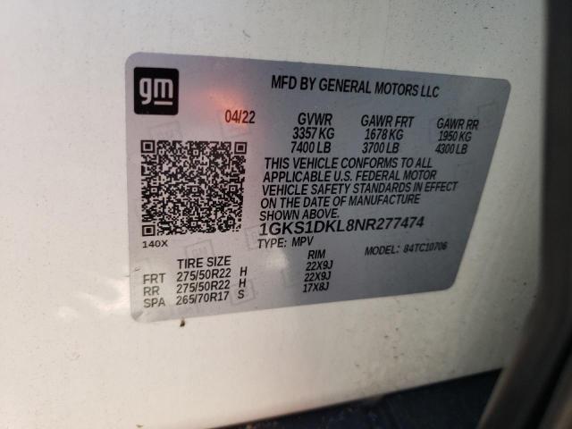 1GKS1DKL8NR277474 GMC YUKON DENALI