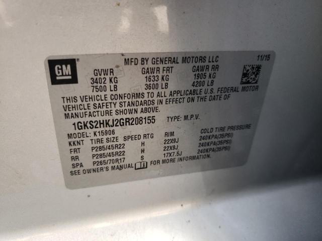 1GKS2HKJ2GR208155 GMC YUKON XL DENALI