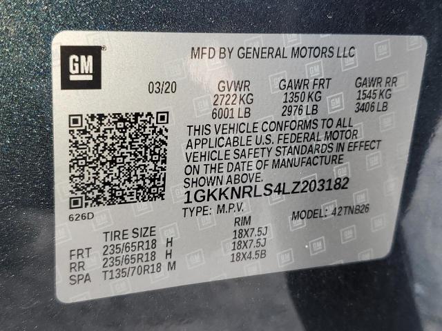 1GKKNRLS4LZ203182 GMC ACADIA SLE