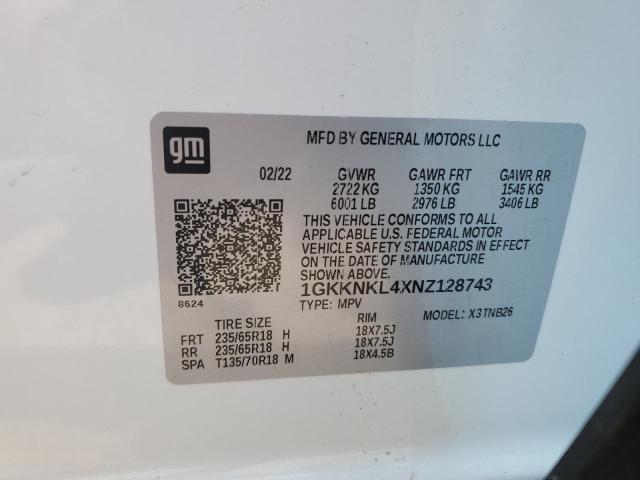 1GKKNKL4XNZ128743 GMC ACADIA SLE