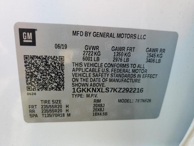 1GKKNXLS7KZ292216 GMC Acadia Denali