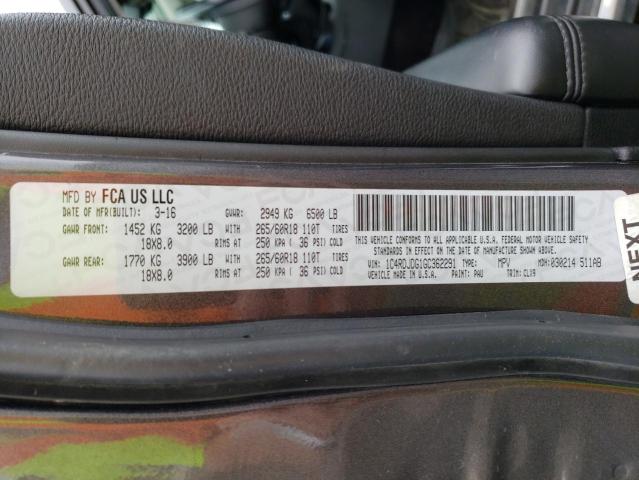 1C4RDJDG1GC362291 Dodge DURANGO LIMITED