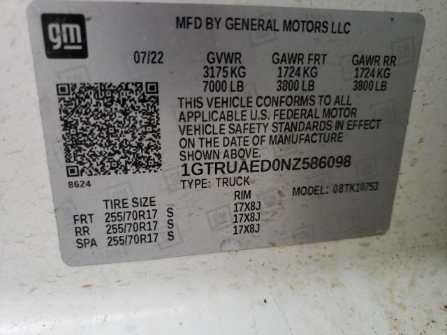 1GTRUAED0NZ586098 GMC Sierra K1500