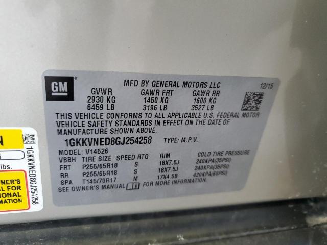 1GKKVNED8GJ254258 GMC ACADIA SLE