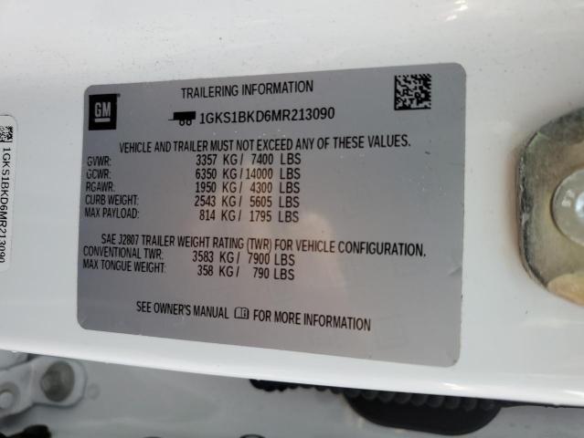 1GKS1BKD6MR213090 GMC YUKON SLT