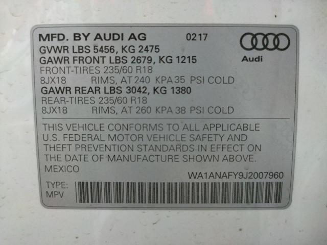 WA1ANAFY9J2007960 Audi Q5 PREMIUM