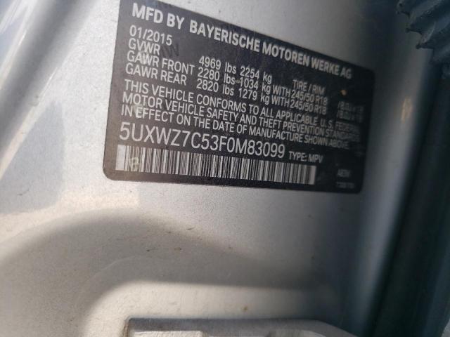 5UXWZ7C53F0M83099 BMW X3 Sdrive28i