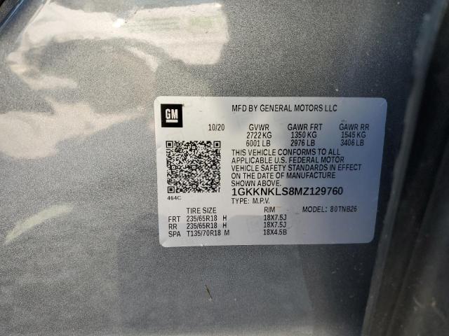 1GKKNKLS8MZ129760 GMC ACADIA SLE