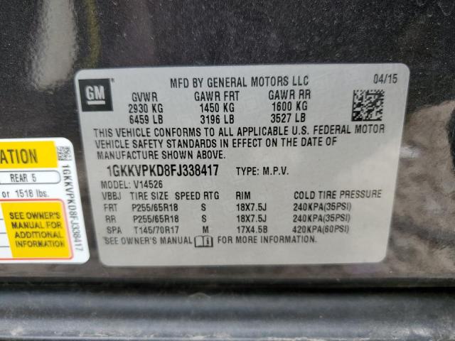 1GKKVPKD8FJ338417 GMC ACADIA SLE