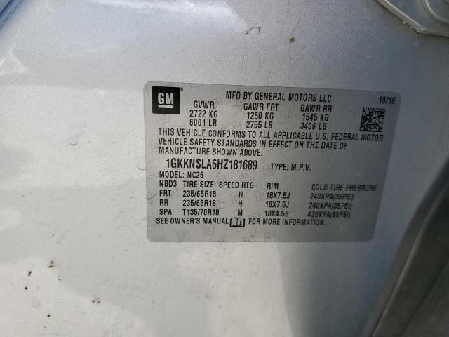 1GKKNSLA6HZ181689 GMC ACADIA SLE