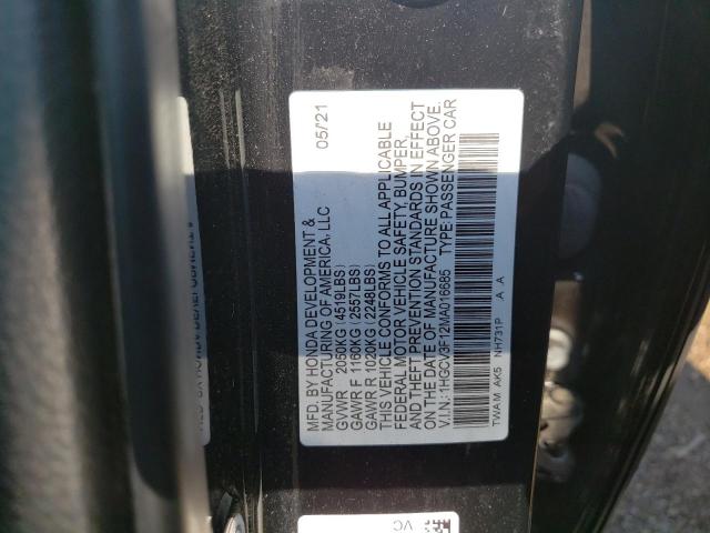 1HGCV3F12MA016685 Honda ACCORD HYBRID