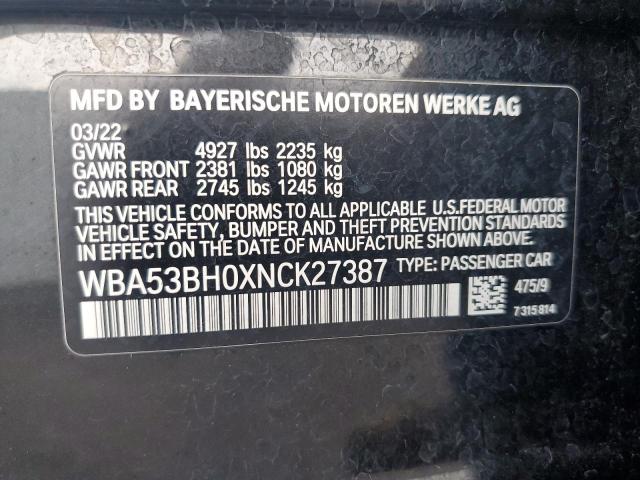 WBA53BH0XNCK27387 BMW 530 I