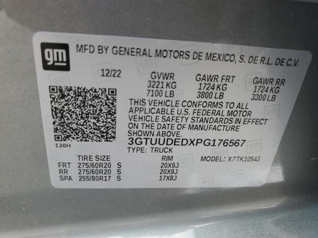 3GTUUDEDXPG176567 GMC Sierra K1500 Slt