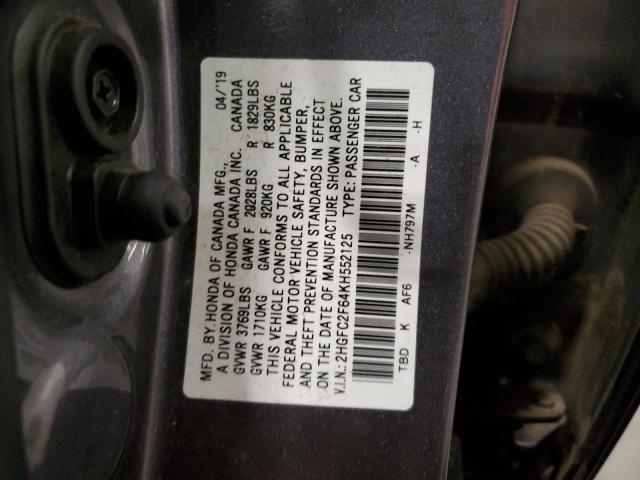 2HGFC2F64KH552125 Honda Civic Lx