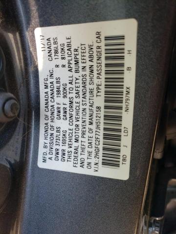 2HGFC2F77JH512158 Honda CIVIC EX