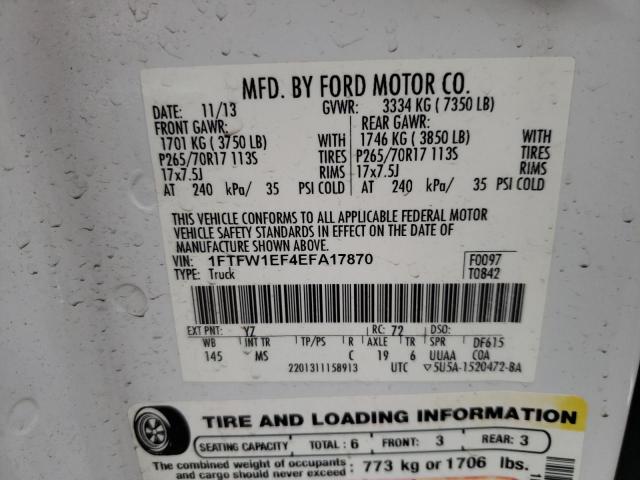 1FTFW1EF4EFA17870 Ford F150 SUPER