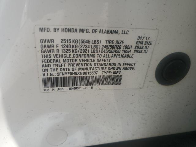 5FNYF5H9XHB015507 Honda PILOT TOUR