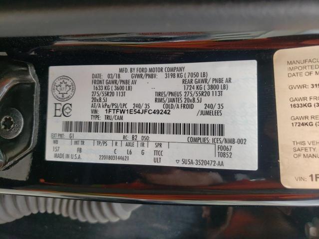 1FTFW1E54JFC49242 Ford F150 SUPER