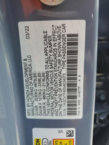 1HGCV1F40NA034375 Honda ACCORD SPO