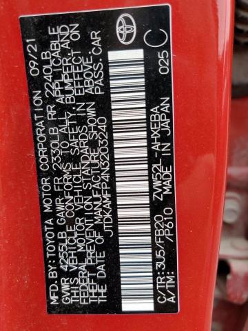 JTDKAMFP4N3203240 Toyota PRIUS PRIM