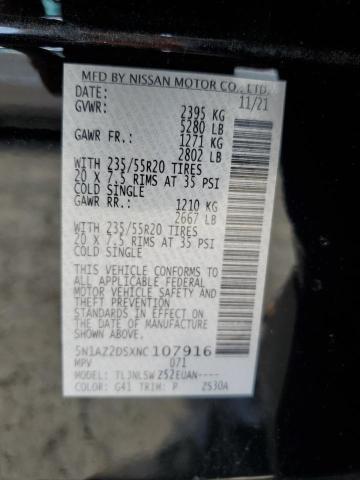 5N1AZ2DSXNC107916 Nissan Murano Pla