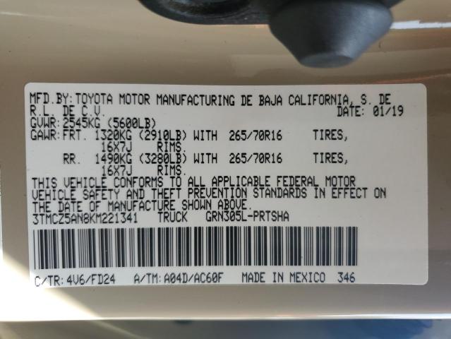 3TMCZ5AN8KM221341 Toyota TACOMA DOU