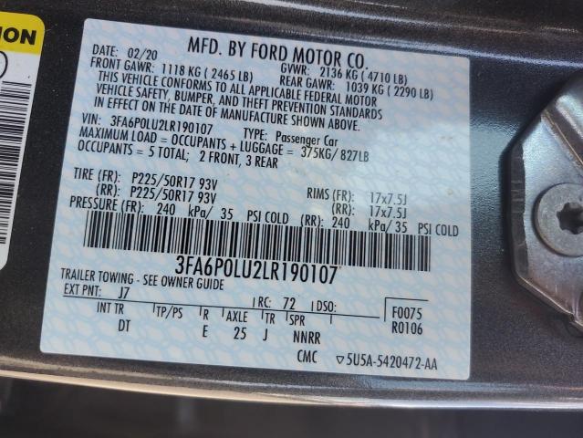 3FA6P0LU2LR190107 Ford FUSION SE