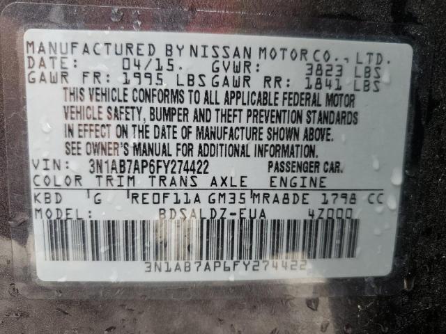 3N1AB7AP6FY274422 Nissan SENTRA S