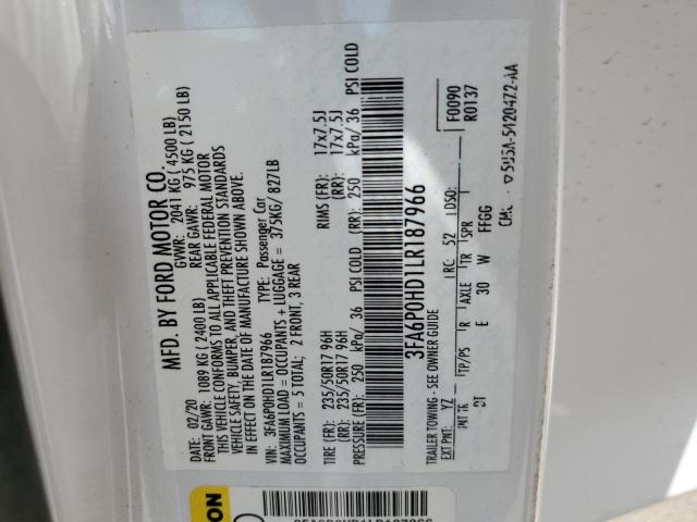 3FA6P0HD1LR187966 Ford FUSION SE