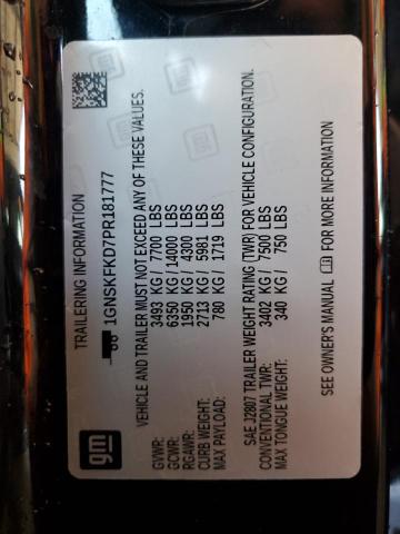 1GNSKFKD7PR181777 Chevrolet SUBURBAN K