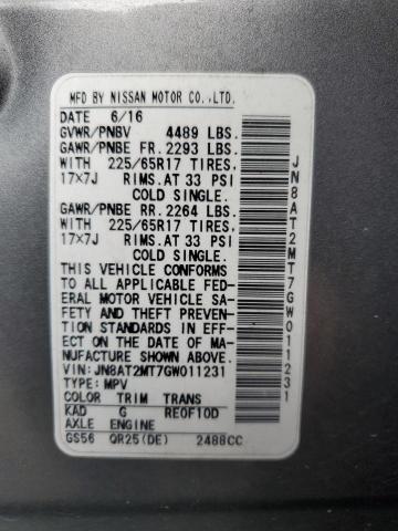 JN8AT2MT7GW011231 Nissan ROGUE S