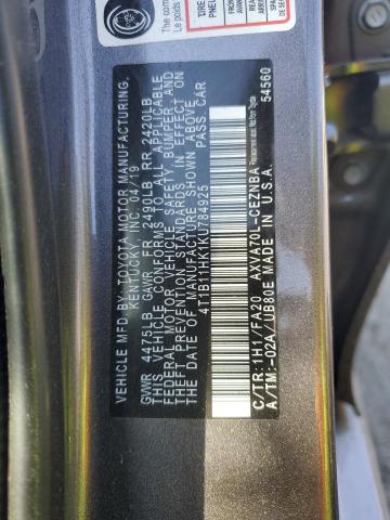 4T1B11HK1KU784925 Toyota CAMRY L