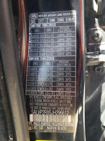 SALVP2RX5JH296612 Land Rover RANGE ROVE