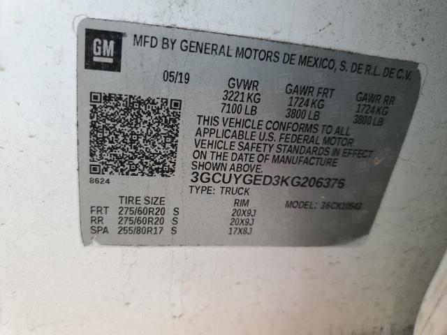 3GCUYGED3KG206376 Chevrolet Silverado