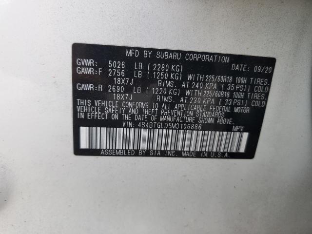 4S4BTGLD5M3106886 Subaru Outback On