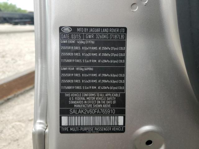 SALAK2V60FA765910 Land Rover LR4 HSE LU