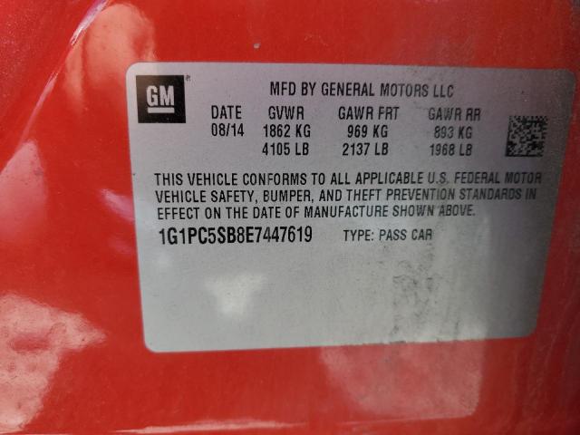 1G1PC5SB8E7447619 Chevrolet CRUZE LT