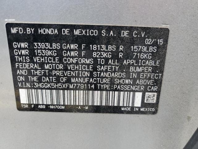 3HGGK5H5XFM779114 Honda FIT LX