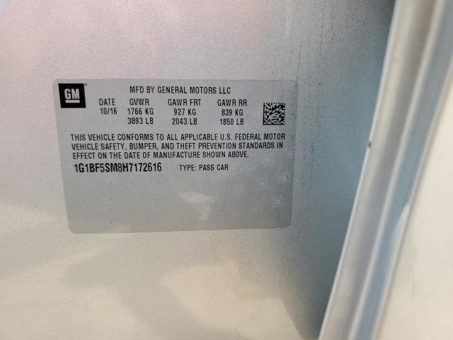 1G1BF5SM8H7172616 Chevrolet CRUZE PREM