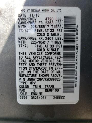 JN8AT2MV7KW389625 Nissan ROGUE S