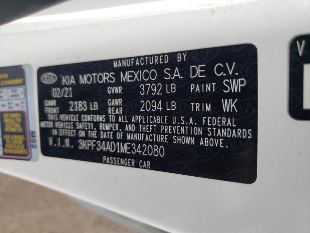 3KPF34AD1ME342080 KIA FORTE GT L