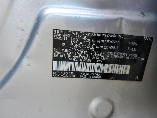 2T3WFREVXGW300202 Toyota Rav4 Xle