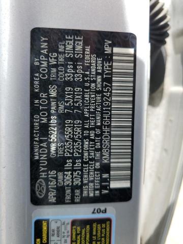 KM8SRDHF6HU192457 Hyundai SANTA FE S