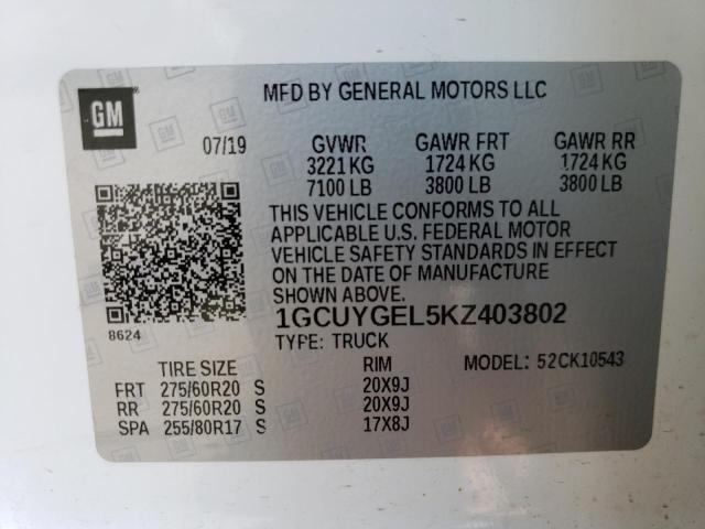 1GCUYGEL5KZ403802 Chevrolet Silverado